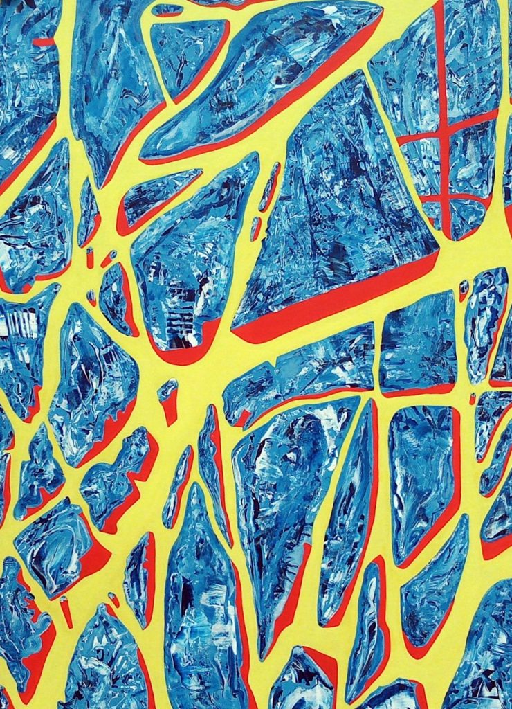 "Floating seaside rock islands" Abstract Painting by Sandy McFarlane